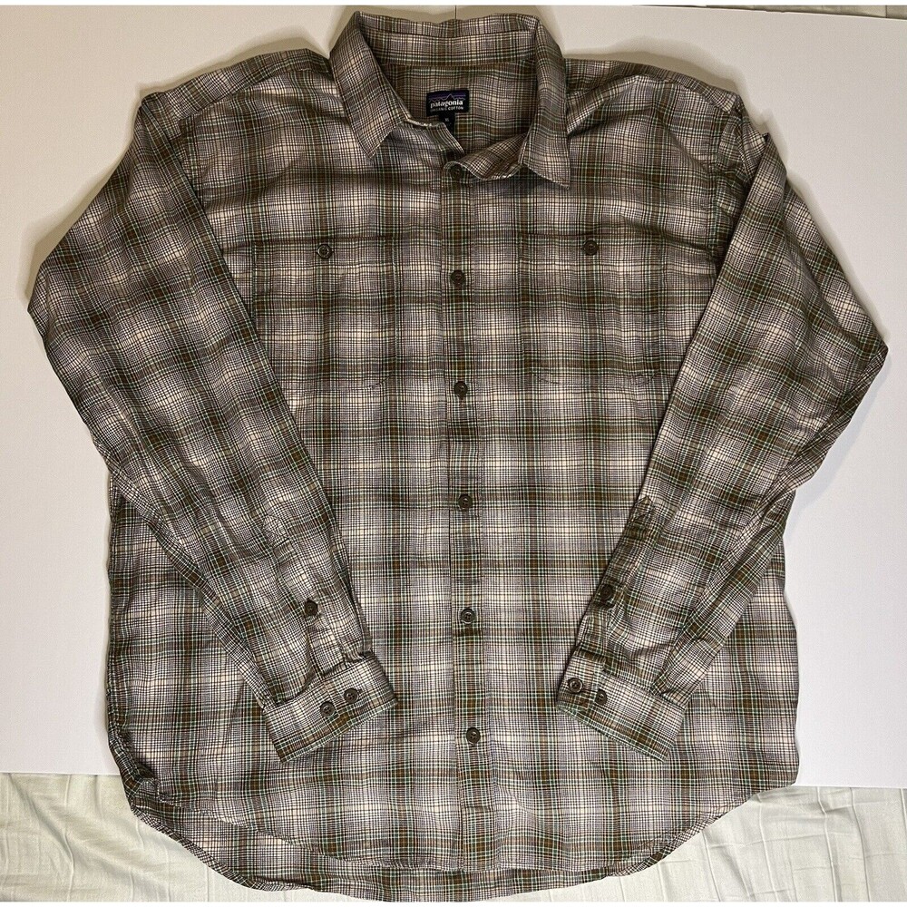 Patagonia Button Up Down Flannel Plaid L/S Shirt Organic Pima Cotton Mens XL